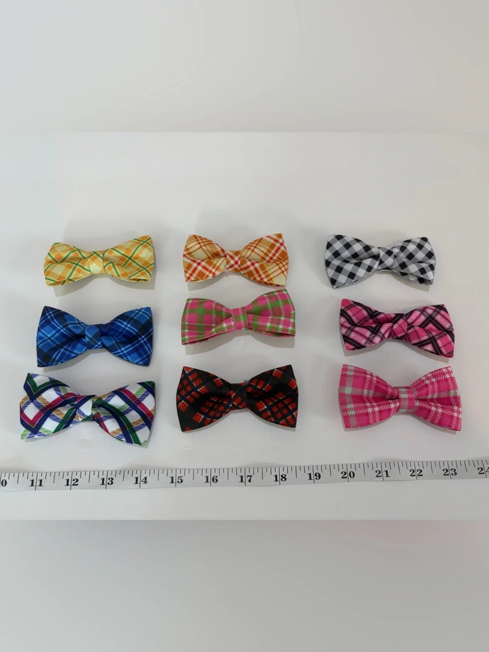 Lot of 9 Pet Bow Ties Plaid Dog Cat Collar Accessories Colorful Small Bows